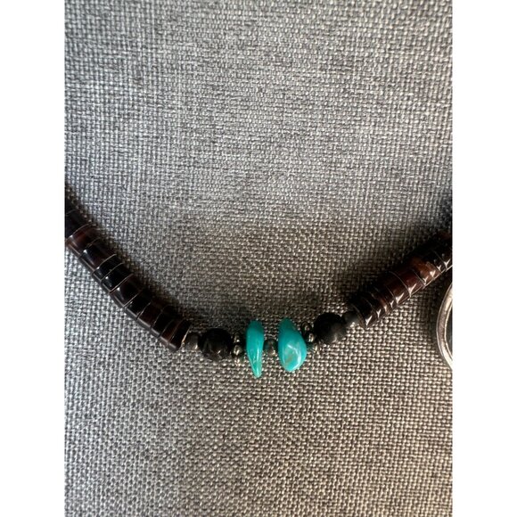 Vintage Handmade Beaded Necklace With Teardrop Eagle Pendant - Picture 3 of 6